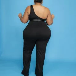 Curvaceous Boutique Black Pretty Cut-Out Jumpsuit JUMPSUITS