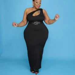 Curvaceous Boutique Black Pretty Cut-Out Dress DRESSES