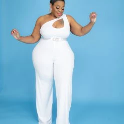 Curvaceous Boutique White Pretty Cut-Out Jumpsuit
