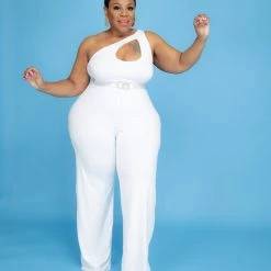 Curvaceous Boutique White Pretty Cut-Out Jumpsuit