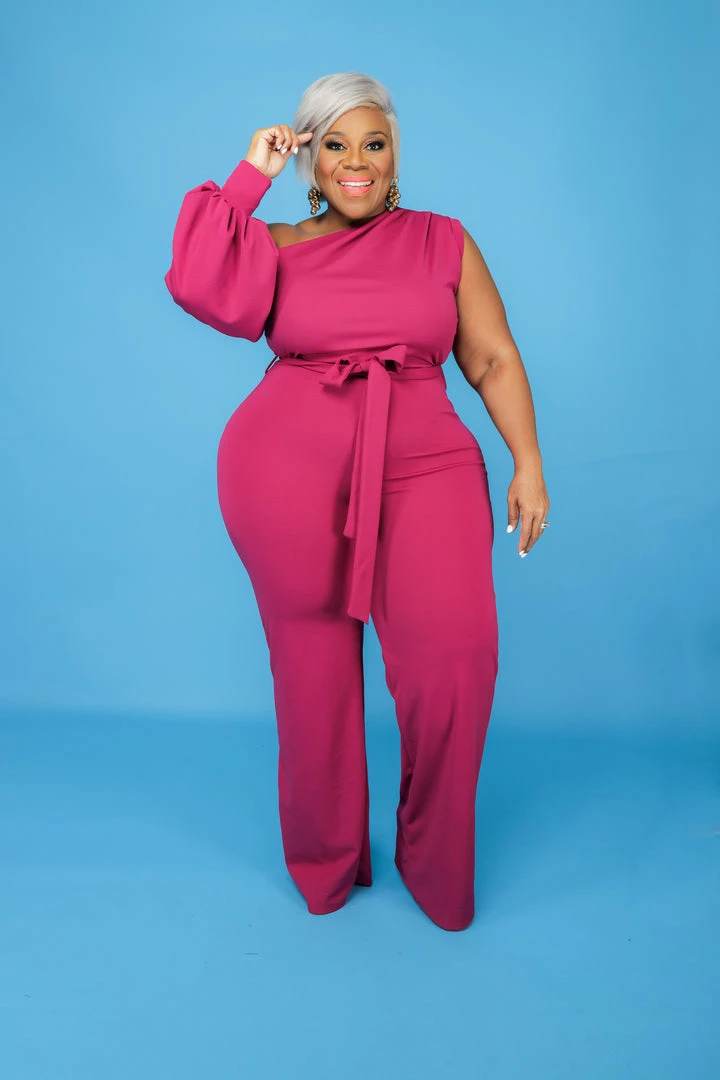 Curvaceous Boutique Magenta Cold Shoulder Jumpsuit 3 Curvaceous Boutique Magenta Cold Shoulder Jumpsuit