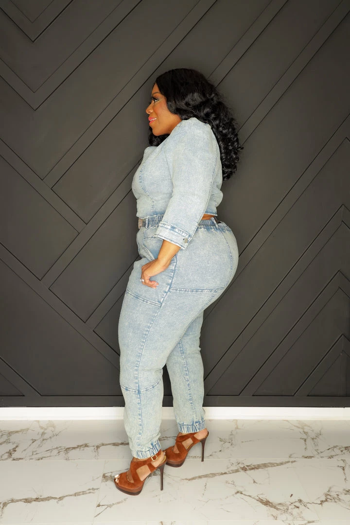 Curvaceous Boutique SETS River One Shoulder Denim Set 4 Curvaceous Boutique SETS River One Shoulder Denim Set