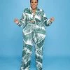 Curvaceous Boutique Green Palm Tree Pant Set