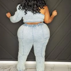 Curvaceous Boutique SETS River One Shoulder Denim Set 7 Curvaceous Boutique SETS River One Shoulder Denim Set