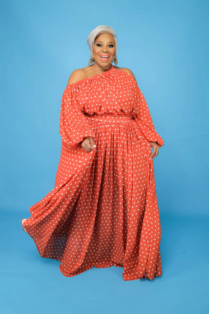 Curvaceous Boutique Collen Orange Polka Dot Maxi Dress 4 Curvaceous Boutique Collen Orange Polka Dot Maxi Dress