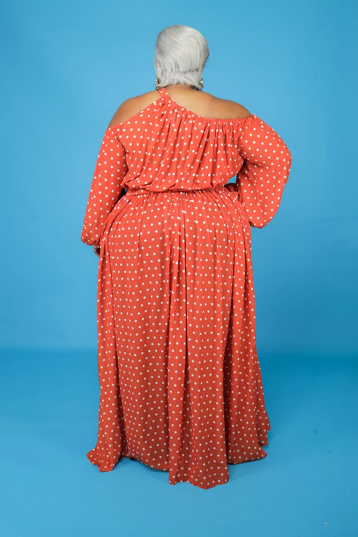 Curvaceous Boutique Collen Orange Polka Dot Maxi Dress 5 Curvaceous Boutique Collen Orange Polka Dot Maxi Dress