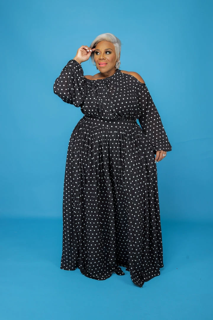 Curvaceous Boutique DRESSES Collen Black Polka Dot Maxi Dress 3 Curvaceous Boutique DRESSES Collen Black Polka Dot Maxi Dress