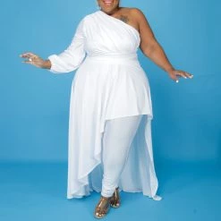 Curvaceous Boutique White Skylar Hi Lo Dress/Top