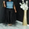 Curvaceous Boutique Denim Tulle Top