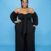 Curvaceous Boutique Black Tied Off Shoulder Jumpsuit SALE