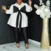 Curvaceous Boutique White Bow Tie Tunic Top