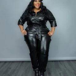 Curvaceous Boutique Black Rye Utility Jumpsuit