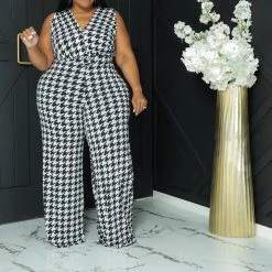Curvaceous Boutique On The Houndstooth Jumpsuit