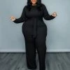 Curvaceous Boutique Black Rhoda Rib Pant Set