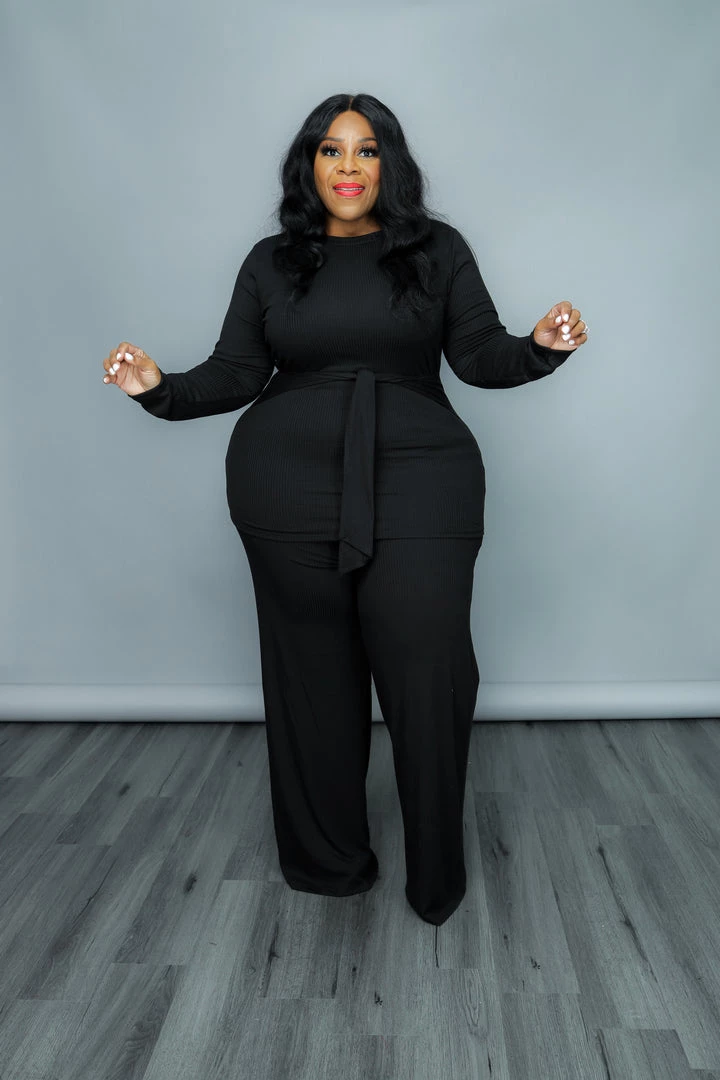 Curvaceous Boutique Black Rhoda Rib Pant Set 3 Curvaceous Boutique Black Rhoda Rib Pant Set