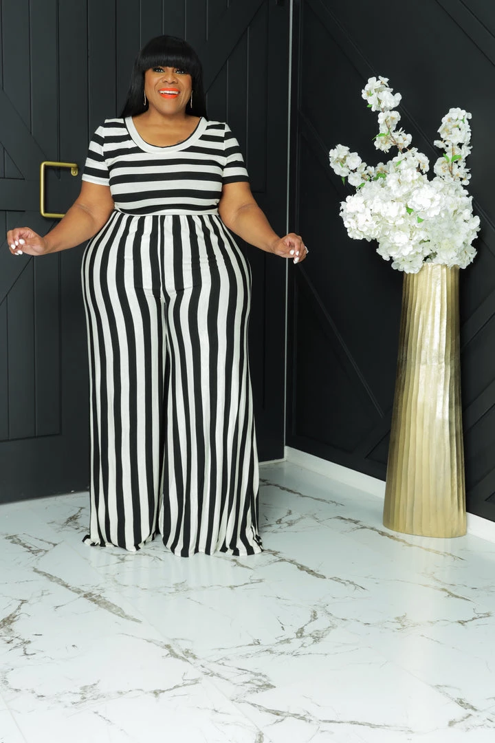Curvaceous Boutique NEW Black Pin Stripe Flare Jumpsuit 3 Curvaceous Boutique NEW Black Pin Stripe Flare Jumpsuit