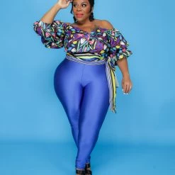 Curvaceous Boutique NEW Royal Blue Shiny Leggings