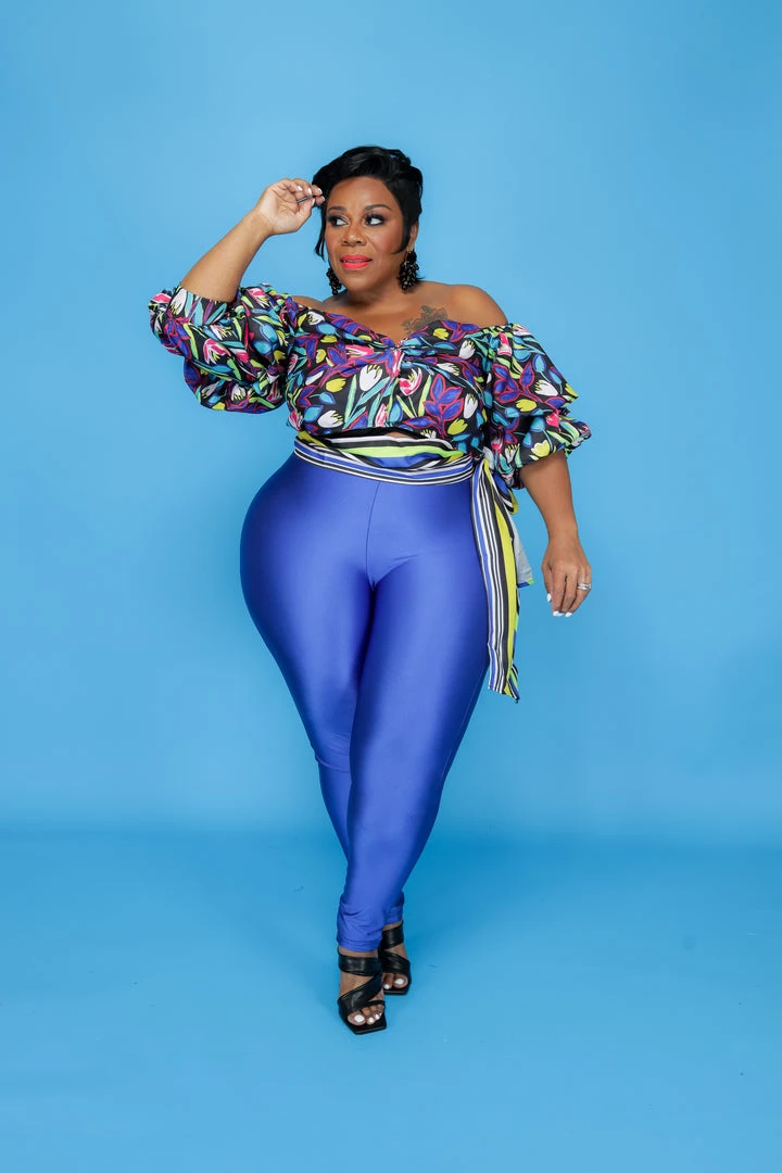 Curvaceous Boutique NEW Royal Blue Shiny Leggings 3 Curvaceous Boutique NEW Royal Blue Shiny Leggings