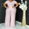 Curvaceous Boutique NEW Pink Pin Stripe Flare Jumpsuit 2 Curvaceous Boutique NEW Pink Pin Stripe Flare Jumpsuit
