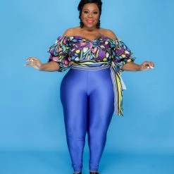 Curvaceous Boutique NEW Royal Blue Shiny Leggings