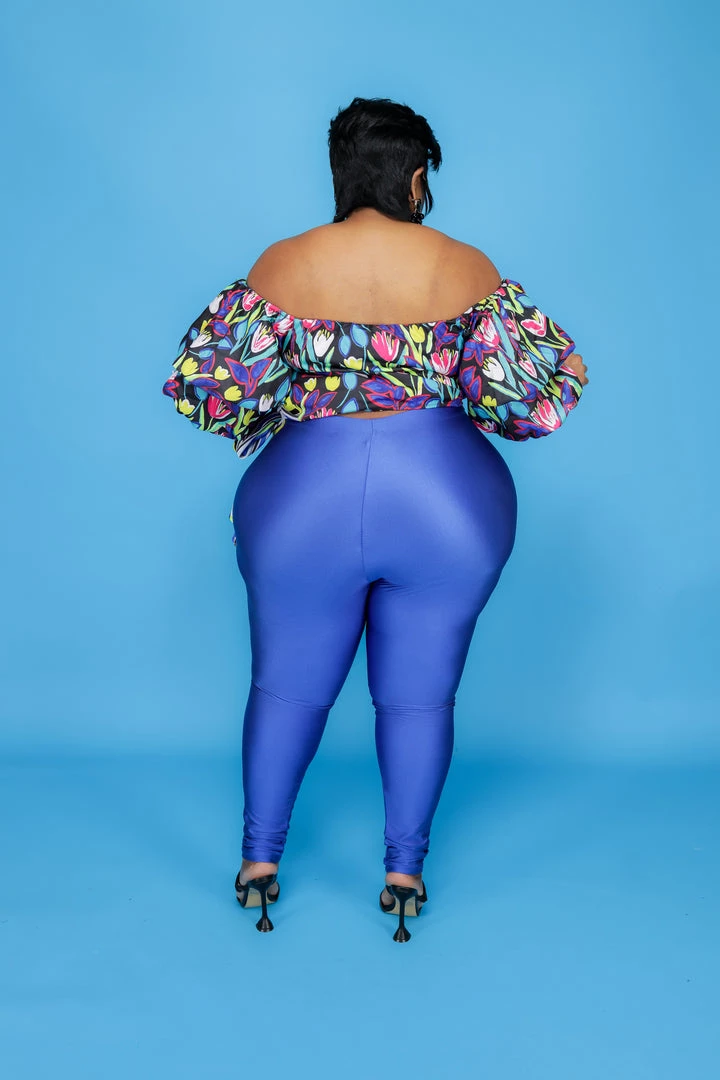 Curvaceous Boutique NEW Royal Blue Shiny Leggings 5 Curvaceous Boutique NEW Royal Blue Shiny Leggings