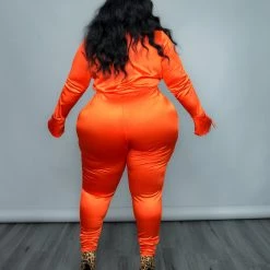 Curvaceous Boutique SALE Orange Satin Bodysuit Set