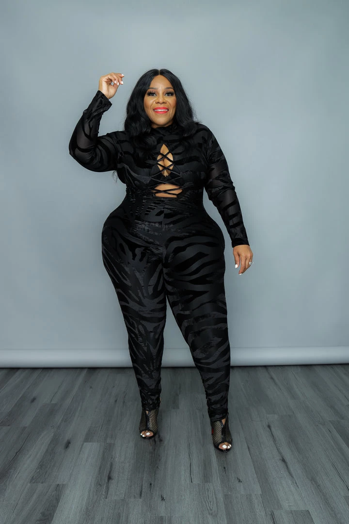 Curvaceous Boutique JUMPSUITS Black Just A Hint Lace-Up Catsuit 3 Curvaceous Boutique JUMPSUITS Black Just A Hint Lace-Up Catsuit