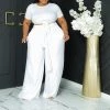 Curvaceous Boutique White All Tied Up Pant Set