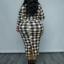 Curvaceous Boutique DRESSES Tan Pixel Print Dress 7 Curvaceous Boutique DRESSES Tan Pixel Print Dress