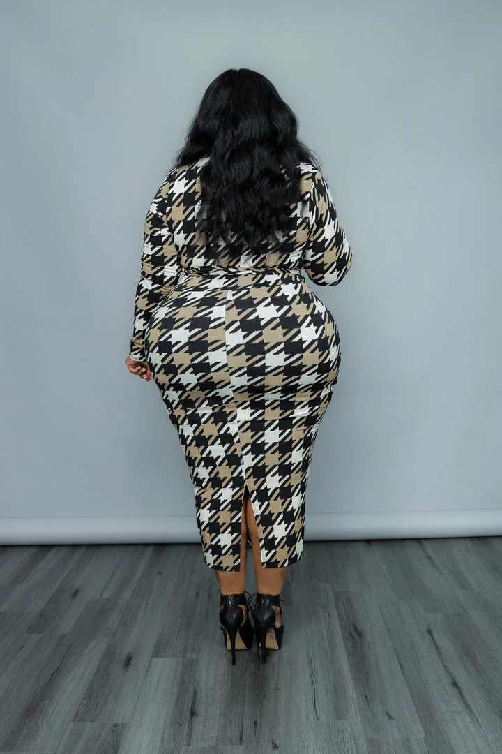 Curvaceous Boutique DRESSES Tan Pixel Print Dress 5 Curvaceous Boutique DRESSES Tan Pixel Print Dress