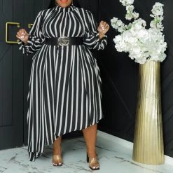 Curvaceous Boutique Stripe Logan Chiffon Dress NEW