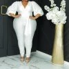 Curvaceous Boutique Off White Balloon Sleeves Jumpsuit