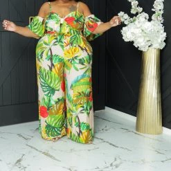 Curvaceous Boutique NEW Get Tropical Leaf Pant Set