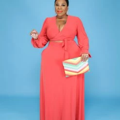Curvaceous Boutique NEW Orange Lashun Maxi Skirt Set