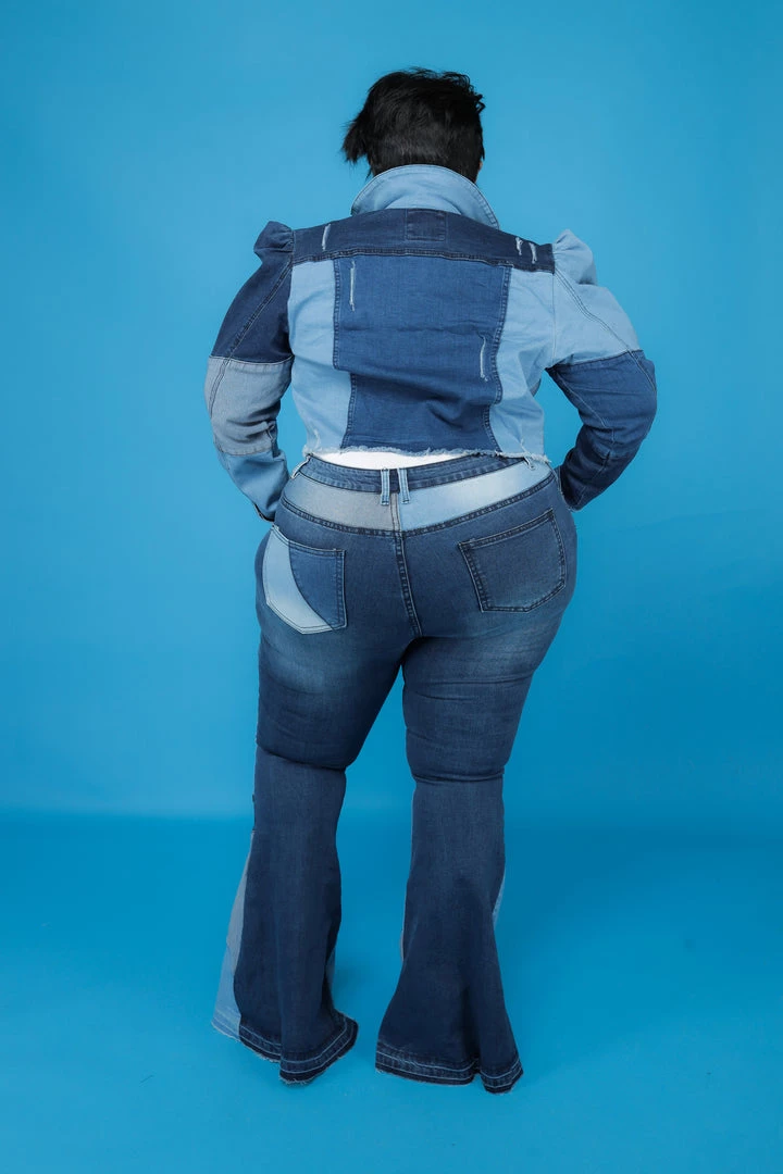 Curvaceous Boutique Blue Patchwork Crop Jacket BLAZERS/VESTS/JACKETS 5 Curvaceous Boutique Blue Patchwork Crop Jacket BLAZERS/VESTS/JACKETS