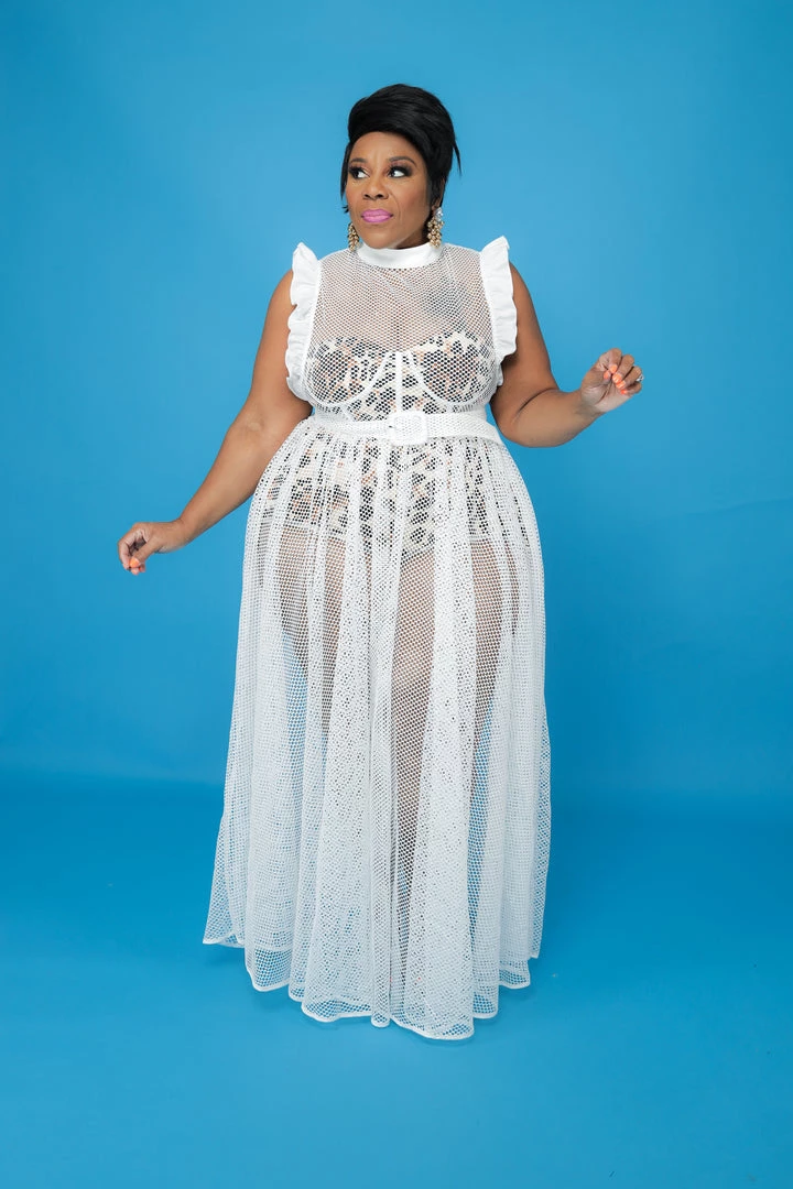 Curvaceous Boutique White Netted In Leopard Maxi Dress DRESSES 4 Curvaceous Boutique White Netted In Leopard Maxi Dress DRESSES