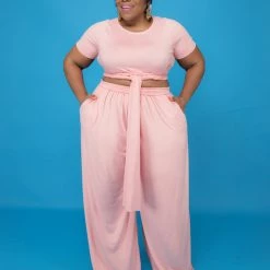 Curvaceous Boutique SETS Coral All Tied Up Set