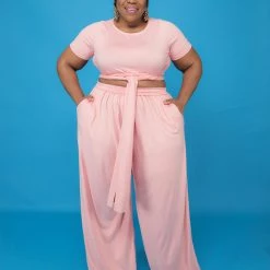 Curvaceous Boutique SETS Coral All Tied Up Set