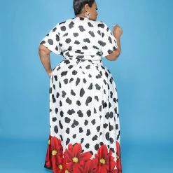 Curvaceous Boutique Red Daisy Floral Skirt Set SETS