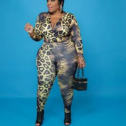 Curvaceous Boutique Yellow Print Bodysuit Set