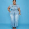 Curvaceous Boutique JUMPSUITS Light Blue Ankle Tie Denim Jumpsuit