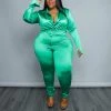 Curvaceous Boutique SETS GREEN SATIN BODYSUIT SET