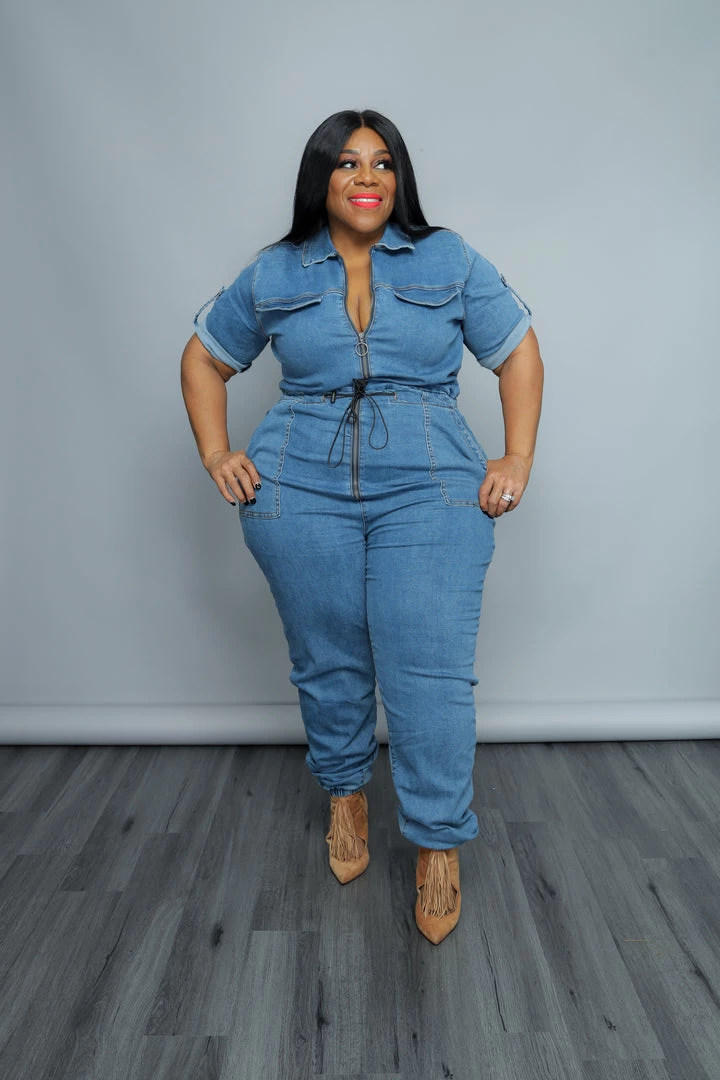 Curvaceous Boutique Denim Cargo Pocket Jumpsuit 3 Curvaceous Boutique Denim Cargo Pocket Jumpsuit