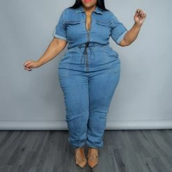 Curvaceous Boutique Denim Cargo Pocket Jumpsuit 6 Curvaceous Boutique Denim Cargo Pocket Jumpsuit