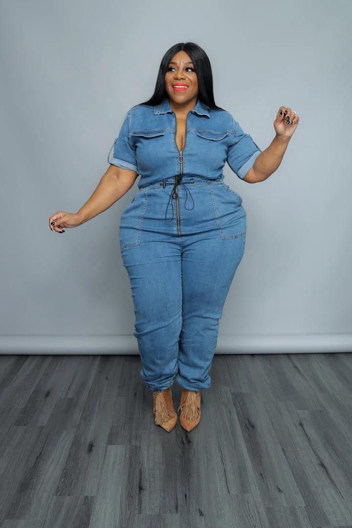 Curvaceous Boutique Denim Cargo Pocket Jumpsuit 4 Curvaceous Boutique Denim Cargo Pocket Jumpsuit