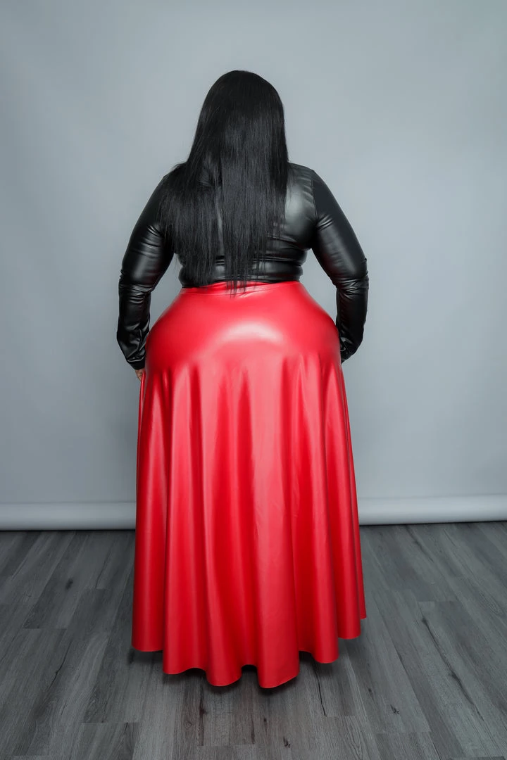 New Arrivals SKIRTS Red Faux Leather Maxi Skirt 4 New Arrivals SKIRTS Red Faux Leather Maxi Skirt