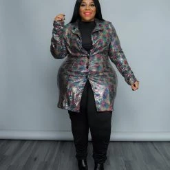 Curvaceous Boutique Rainbow Sequin Blazer/Dress BLAZERS/VESTS/JACKETS