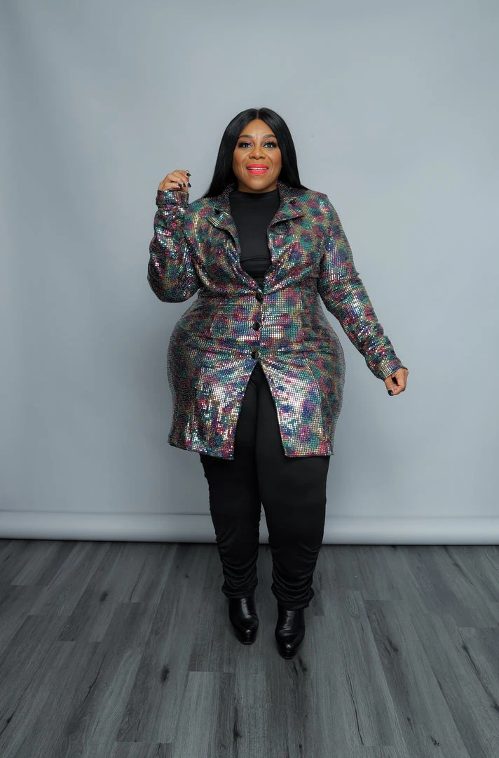 Curvaceous Boutique Rainbow Sequin Blazer/Dress BLAZERS/VESTS/JACKETS 3 Curvaceous Boutique Rainbow Sequin Blazer/Dress BLAZERS/VESTS/JACKETS