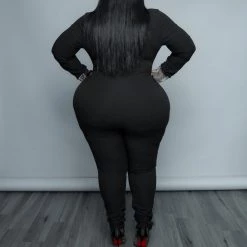 Curvaceous Boutique Black Plaid Cuff Catsuit JUMPSUITS