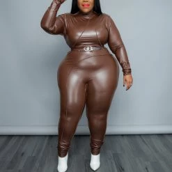 Curvaceous Boutique Chocolate Trimmed Out Catsuit SALE